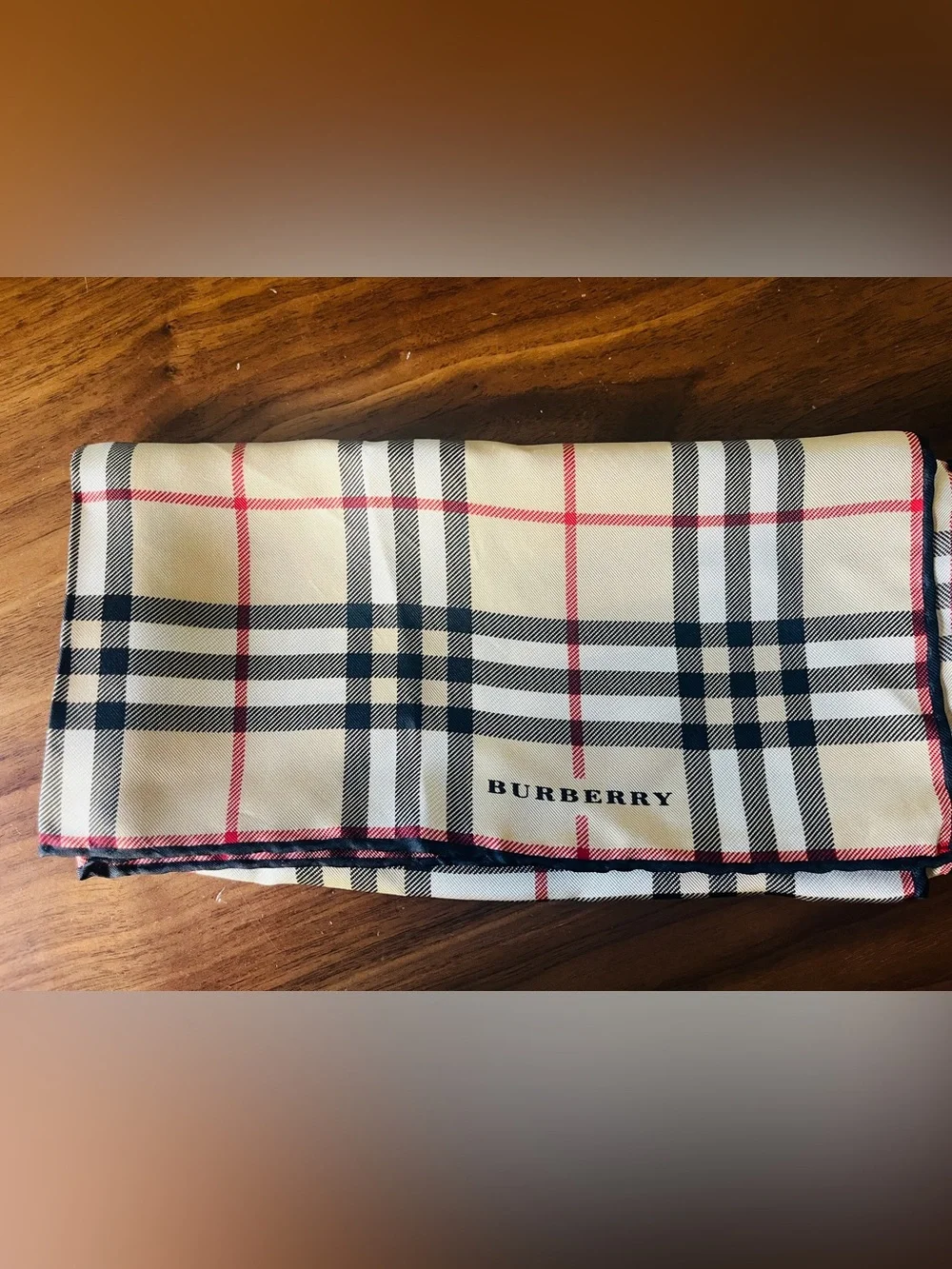 Burberry Beige Check Silk Scarf - Classic